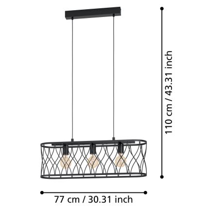 Eglo - Csillár zsinóron 3xE27/40W/230V