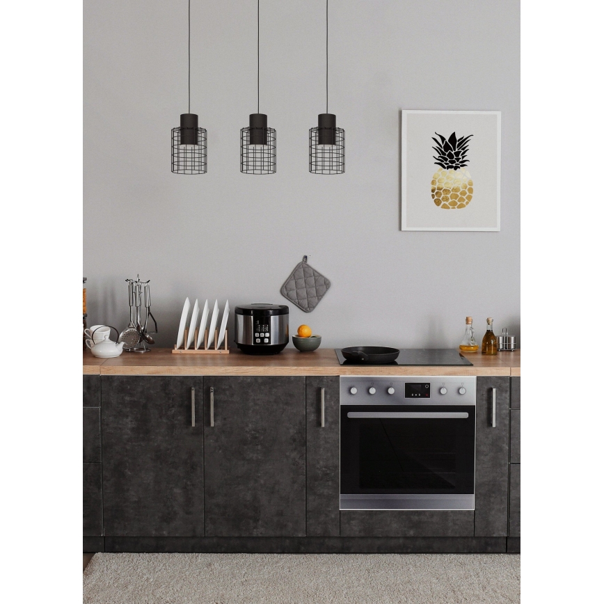 Eglo - Csillár zsinóron 3xE27/40W/230V fekete