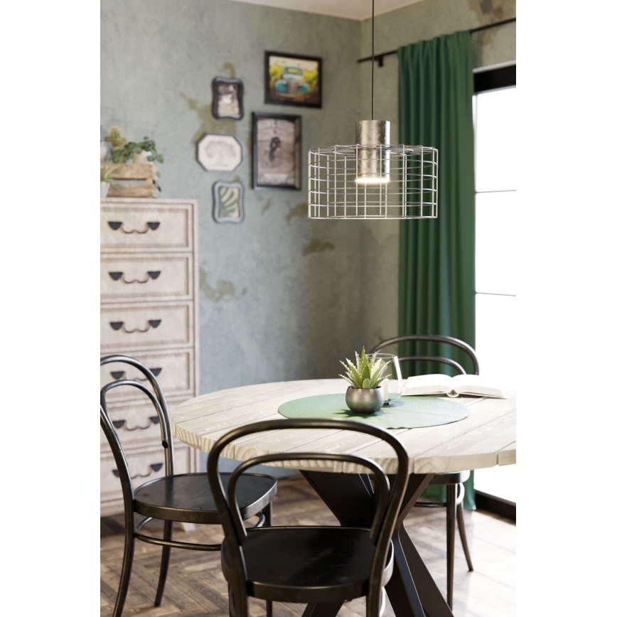 Eglo - Csillár zsinóron 1xE27/40W/230V á. 38 cm ezüst