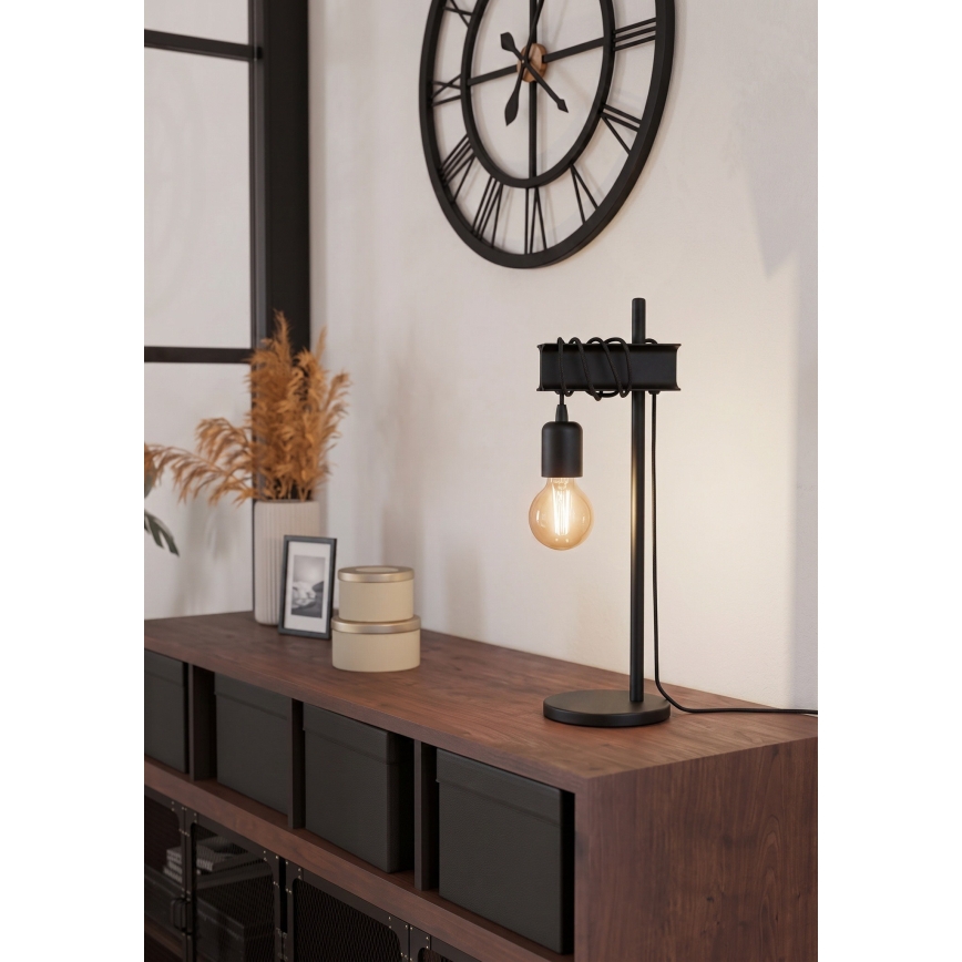 Eglo 43714 - Asztali lámpa TOWNSHEND 1xE27/10W/230V fekete