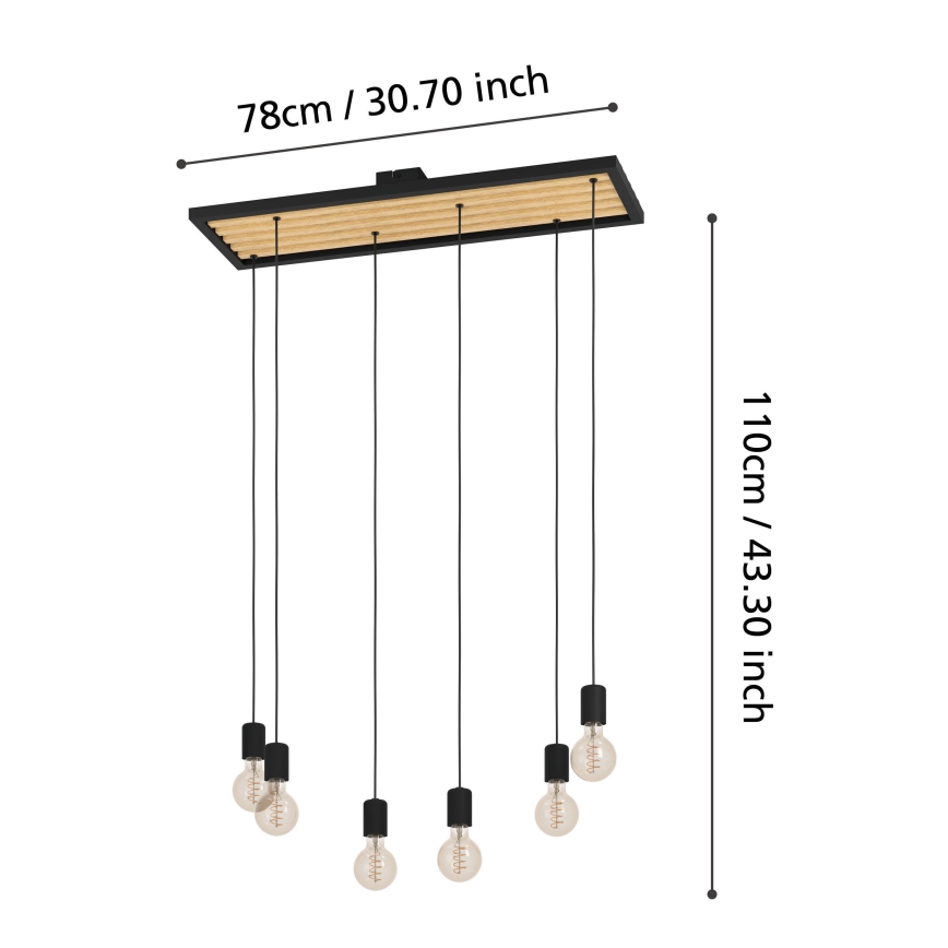 Eglo - Csillár zsinóron 6xE27/40W/230V
