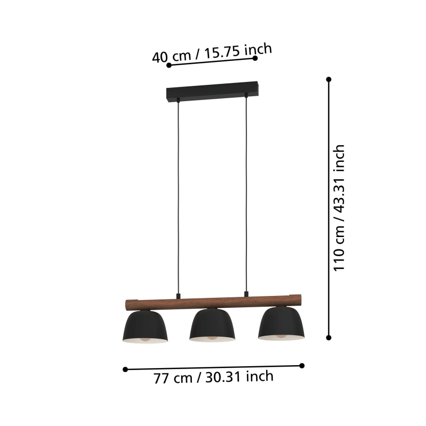 Eglo - Csillár zsinóron 3xE27/40W/230V