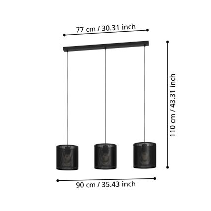 Eglo - Csillár zsinóron 3xE27/40W/230V