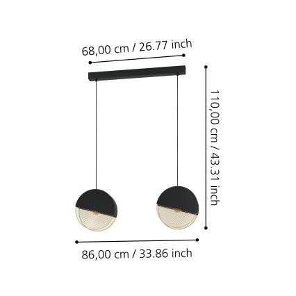 Eglo - Csillár zsinóron 2xE27/40W/230V