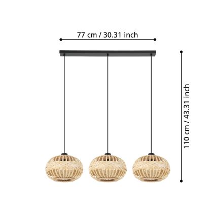 Eglo - Csillár zsinóron 3xE27/40W/230V