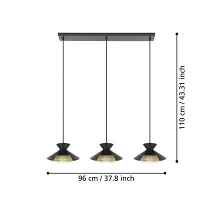 Eglo - Csillár zsinóron 3xE27/40W/230V