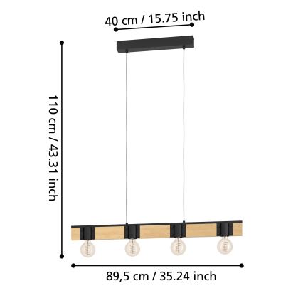 Eglo - Csillár zsinóron 4xE27/40W/230V