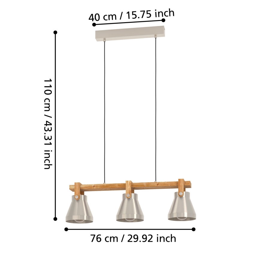 Eglo - Csillár zsinóron 3xE27/40W/230V