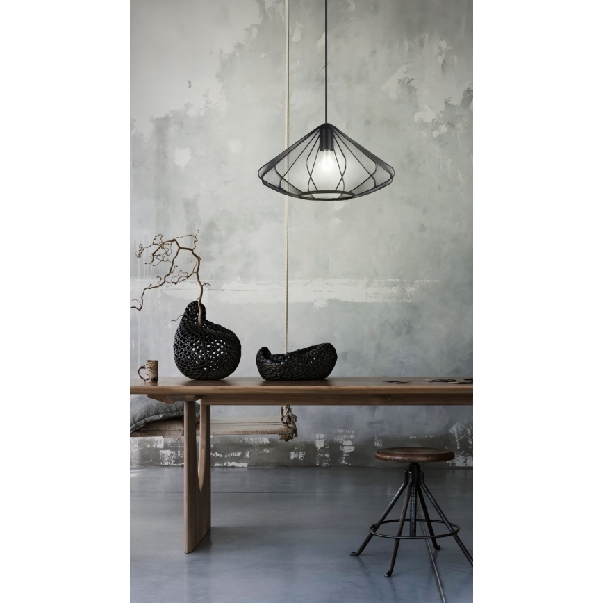 Eglo - Csillár zsinóron 1xE27/40W/230V átm. 42,5 cm fekete