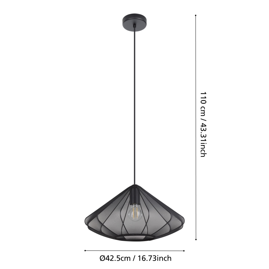 Eglo - Csillár zsinóron 1xE27/40W/230V átm. 42,5 cm fekete