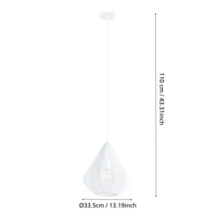 Eglo - Csillár zsinóron 1xE27/40W/230V átm. 33,5 cm fehér