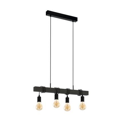 Eglo 44061 - Kábeles függőlámpa TOWNSHEND 4xE27/40W/230V fekete