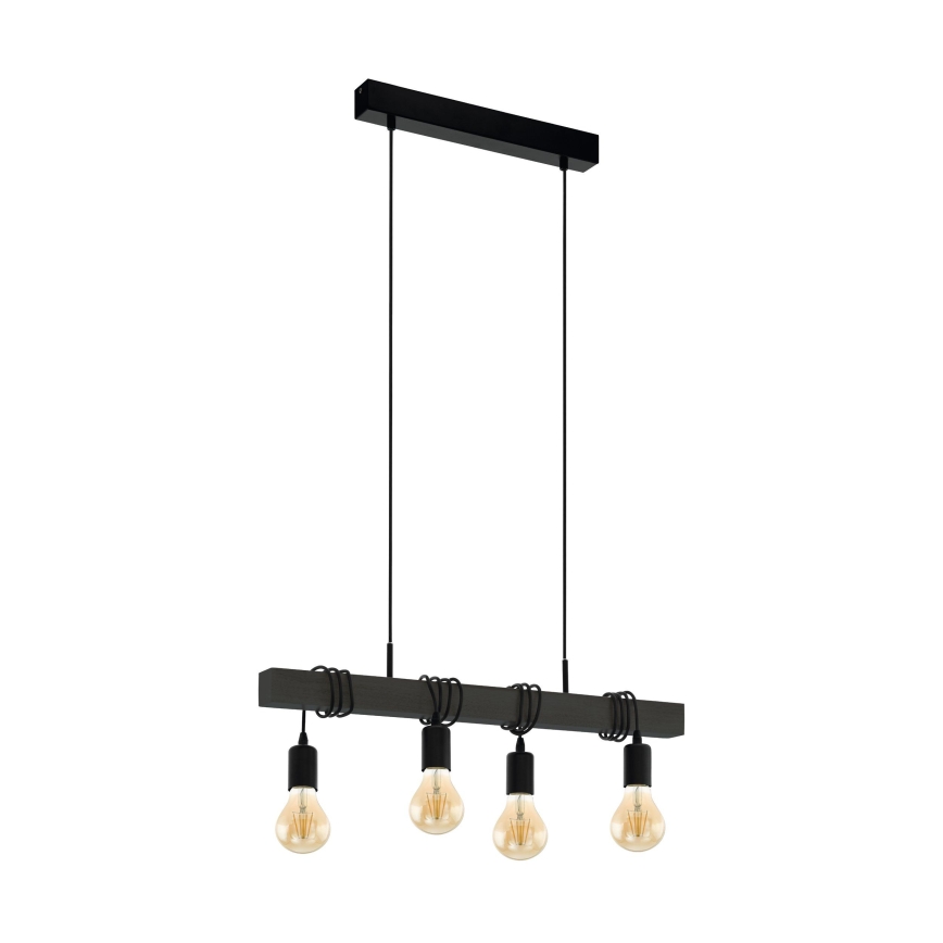 Eglo 44061 - Kábeles függőlámpa TOWNSHEND 4xE27/40W/230V fekete