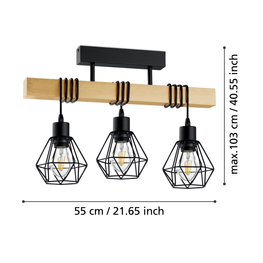 Eglo - Felületre szerelt csillár TOWNSHEND 3xE27/60W/230V