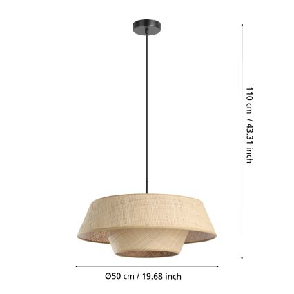 Eglo - Zsinóros függőlámpa 1xE27/60W/230V, rattan búra
