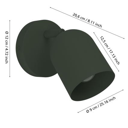 Eglo - Fali spotlámpa 1xE14/40W/230V zöld