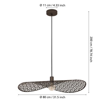 Eglo - Kábelre függesztett csillár 1xE27/60W/230V, átmérő 80 cm, bronzszínű