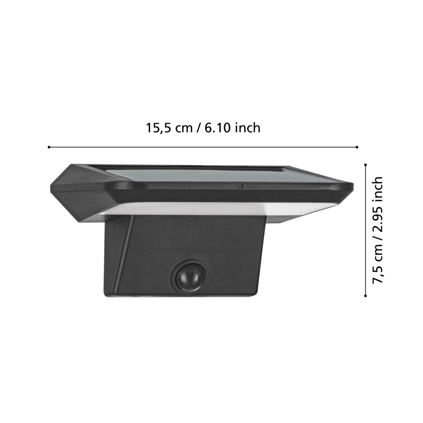 Eglo - LED napelemes fali lámpa érzékelővel LED/20W/3,7V 2000 mAh IP44