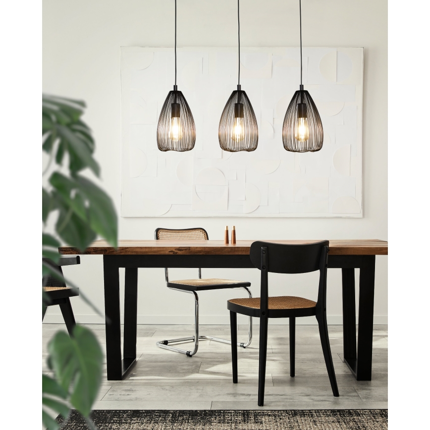 Eglo 49142 - Csillár zsinóron CLEVEDON 3xE27/60W/230V