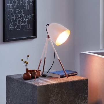 Eglo 49727 - Asztali lámpa CHESTER 1xE27/60W/230V fehér/réz