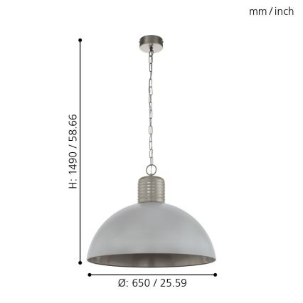 Eglo 49757 - Láncra függesztett COLDRIDGE csillár 1xE27/60W/230V