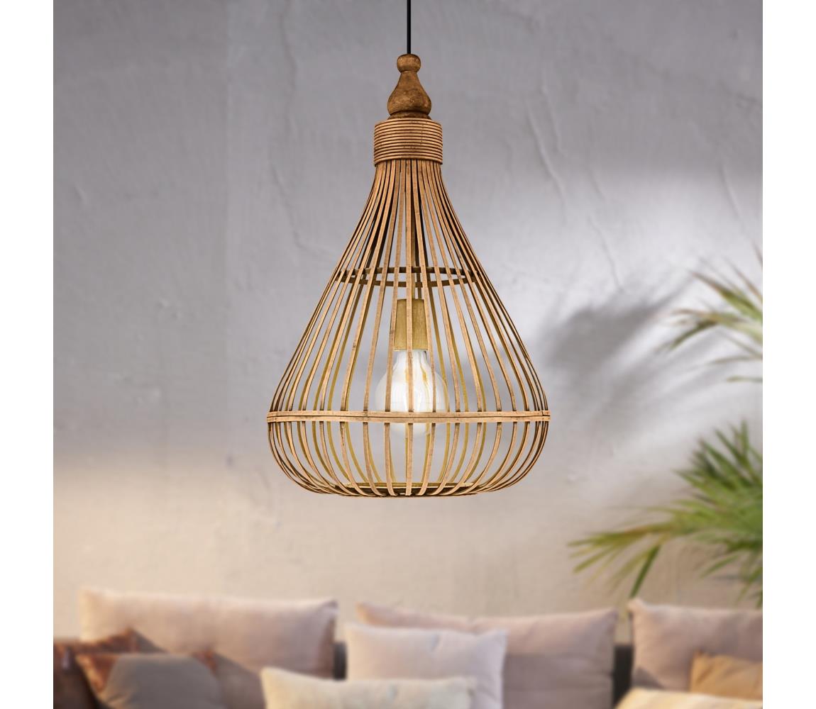Amsfield függő lámpa bambuszból, körte alakú