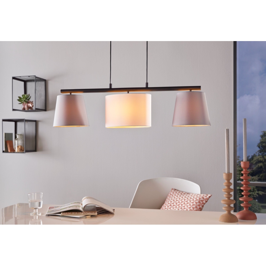 Eglo 55207 - Csillár zsinóron ALMEIDA 3xE14/25W/230V szürke