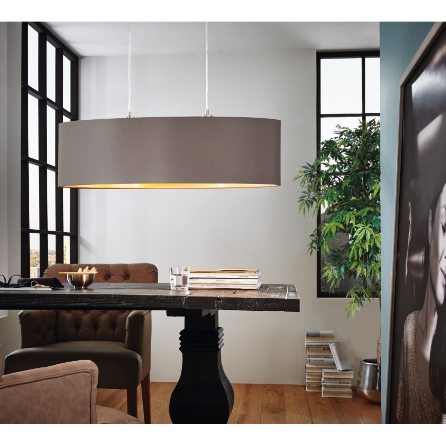 Eglo 55271 - Csillár zsinóron MASERLO 2xE27/60W/230V barna