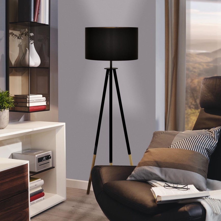 Eglo 55291 - Állólámpa BIDFORD 1xE27/60W/230V fekete/barna