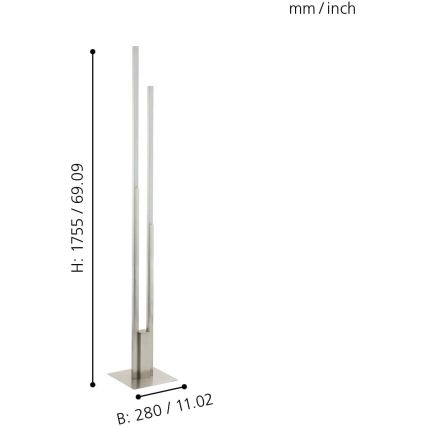 Eglo 55972 - LED RGBW fényerőszabályozható állólámpa FRAIOLI-C LED/34W/230V 2700-6500K matt króm + távirányító
