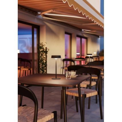 Eglo - LED dimmelhető napelemes újratölthető érintésvezérlésű asztali lámpa LED/3W/5V 3000-6000K 1800 mAh IP44 fekete