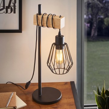 Eglo 780173 - Asztali lámpa TABODI 1xE27/40W/230V fenyő/fekete