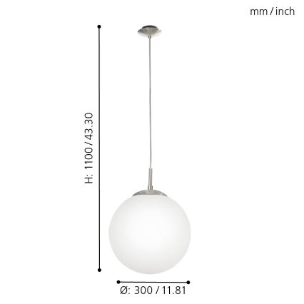 EGLO - Csillár zsinóron 1xE27/60W/230V átm. 30 cm fehér