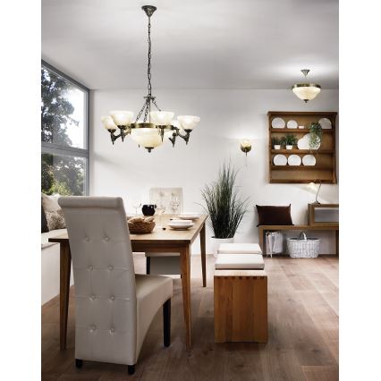 Eglo - Csillár láncon 9xE14/60W alabástrom üveg