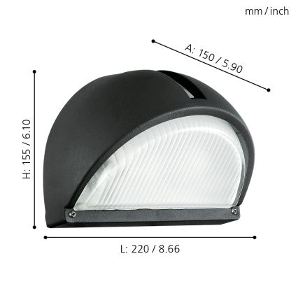 Eglo - kültéri fali lámpa 1xE27/60W fekete