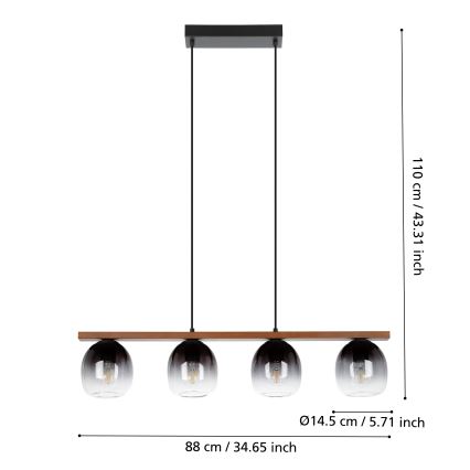 Eglo - Csillár zsinóron 4xE27/40W/230V