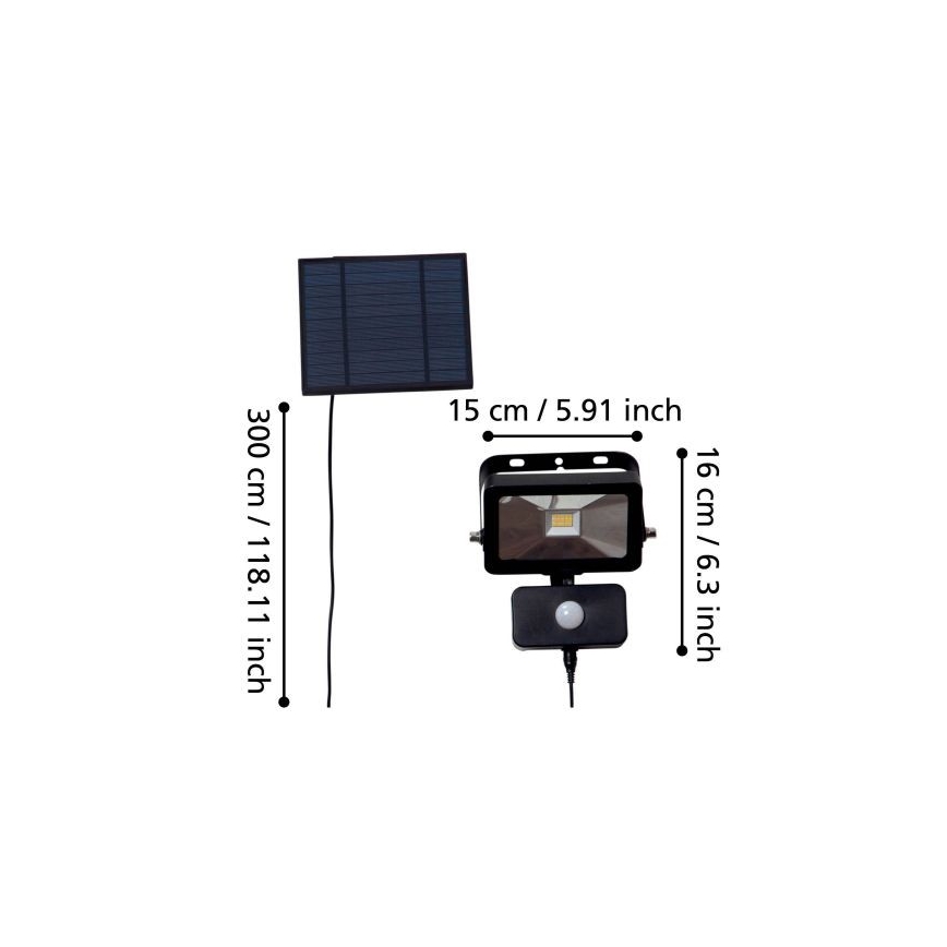 Eglo - LED napelemes reflektor érzékelővel 15xLED/0,03W/3,7V 2600 mAh IP44