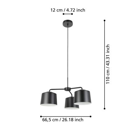 Eglo - Csillár zsinóron 3xE27/40W/230V