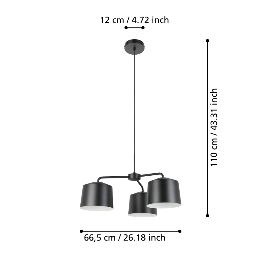 Eglo - Csillár zsinóron 3xE27/40W/230V