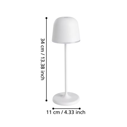 Eglo - LED állítható fényerejű kültéri újratölthető lámpa LED/2,2W/5V 1800 mAh szürke IP54
