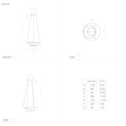 Eglo - LED dimmelhető függeszték kábellel LED/43,2W/230V fehér