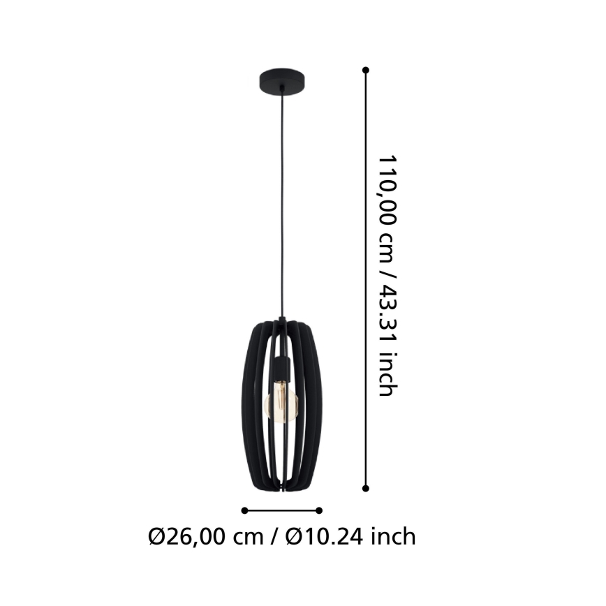 Eglo - Csillár zsinóron 1xE27/40W/230V fekete