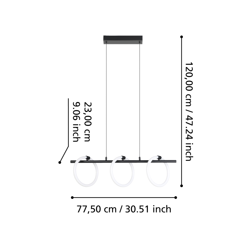 Eglo - LED Csillár zsinóron 3xLED/9W/230V
