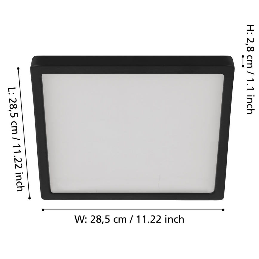 Eglo - Dimmelhető LED mennyezeti lámpa LED/20,5W/230V fekete 28,5x28,5 cm