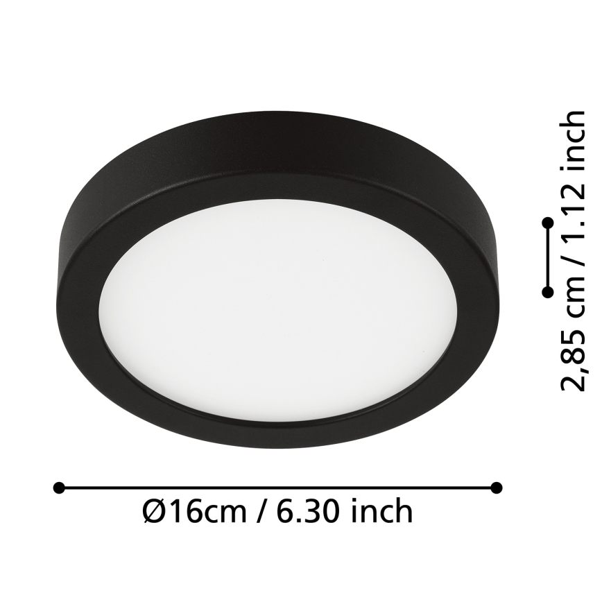 Eglo - LED fürdőszobai mennyezeti lámpa, 11 W, 230 V, IP44, fekete, átm. 16 cm