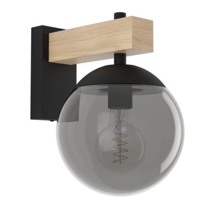Eglo - Kültéri fali lámpa 1xE27/40W/230V fekete/fa IP44
