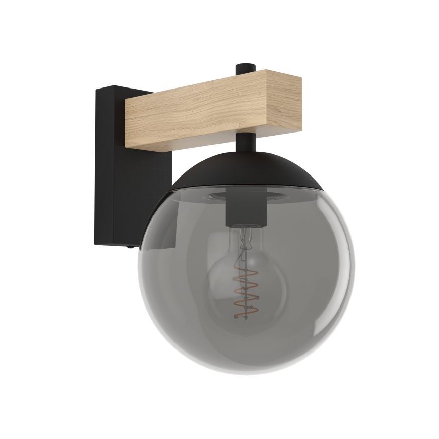 Eglo - Kültéri fali lámpa 1xE27/40W/230V fekete/fa IP44