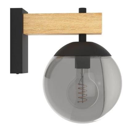 Eglo - Kültéri fali lámpa 1xE27/40W/230V fekete/fa IP44