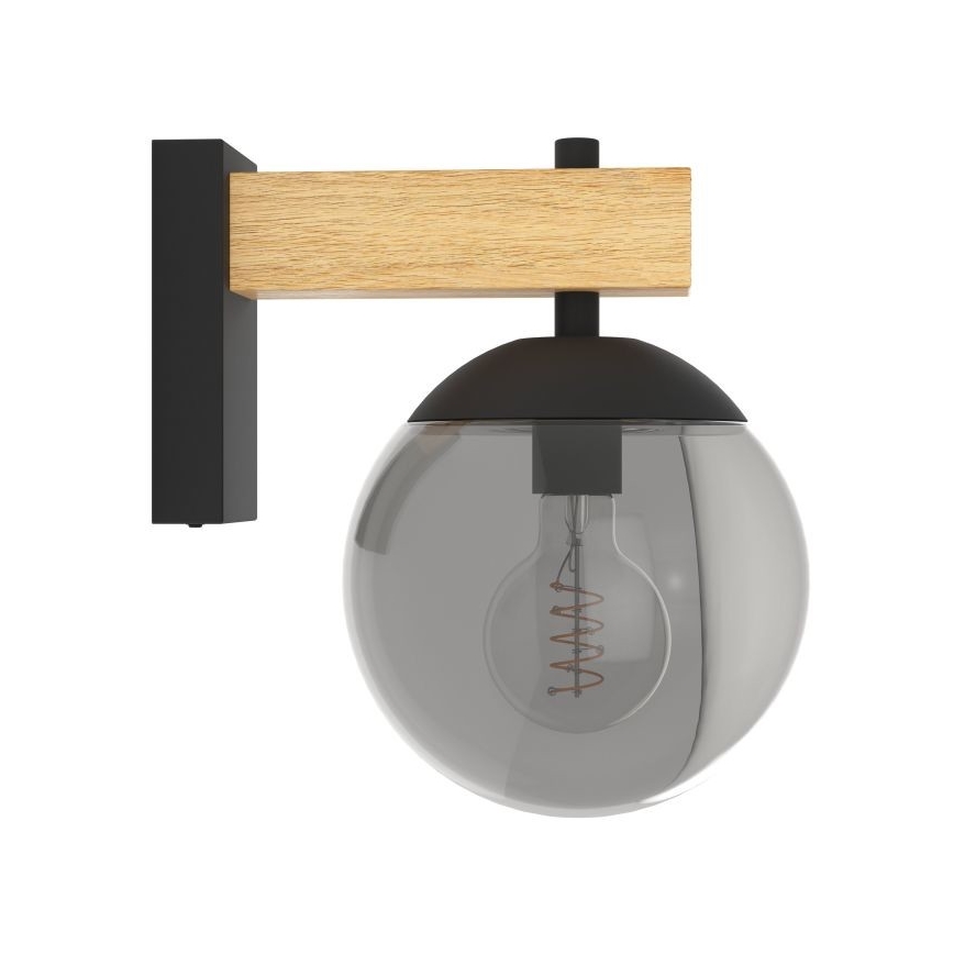 Eglo - Kültéri fali lámpa 1xE27/40W/230V fekete/fa IP44