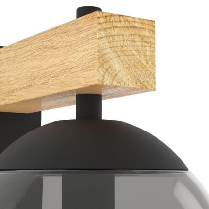 Eglo - Kültéri fali lámpa 1xE27/40W/230V fekete/fa IP44